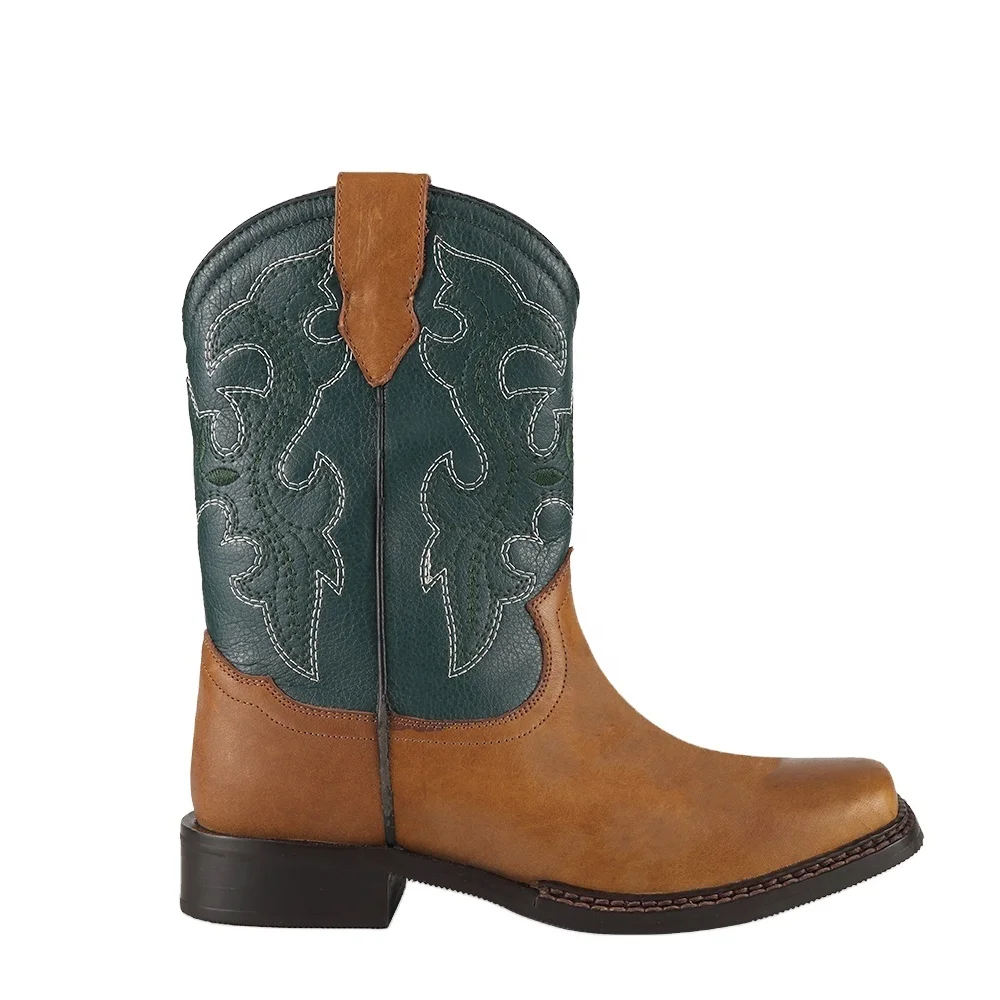 Alibaba оптовая продажа, детская обувь зеленого цвета, детские ковбойские сапоги, Классическая дизайнерская обувь с вышивкой для детей