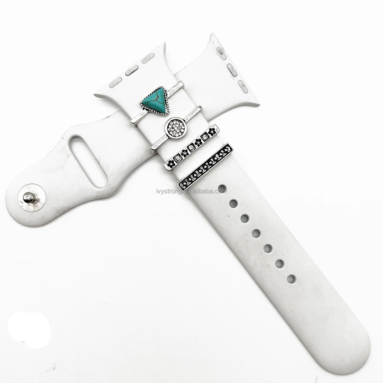 Metal Charms Decorative Ring For Apple Watch Band Diamond Ornament Smart Watch Strap Jewelry Accessories For iWatch Bracelet