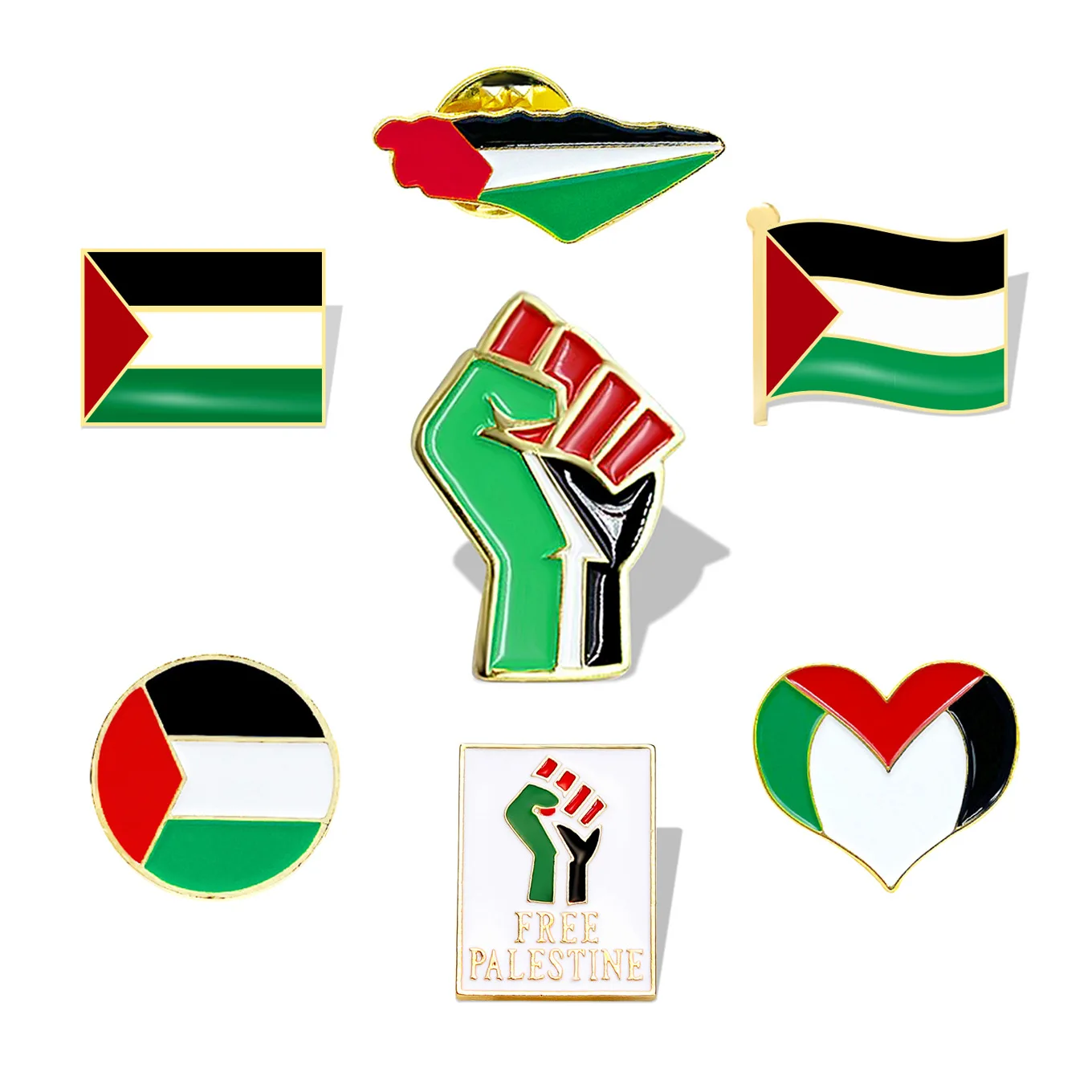 Hot Sale Custom Palestine Map Flag Brooch Enamel badge pin Lapel Pin Souvenirs Free Palestine Pin Clothing Decoration wholesale