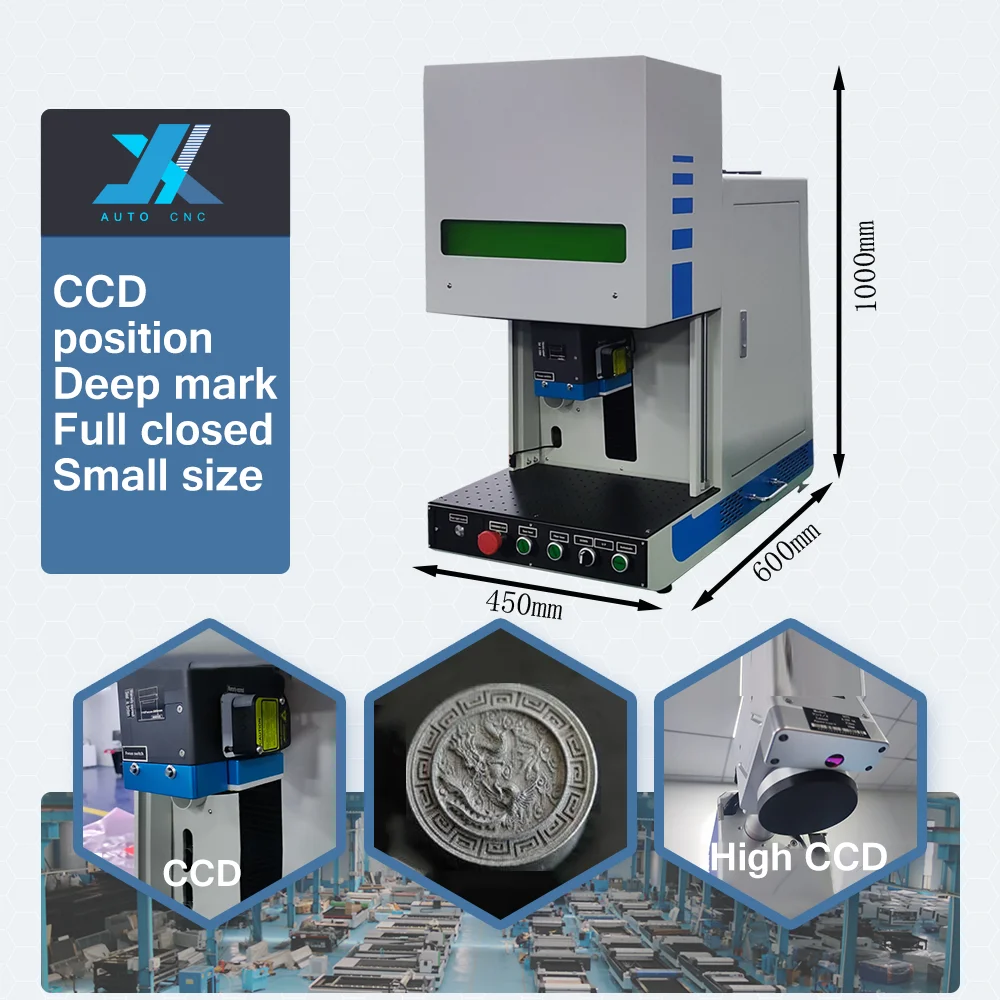 JX 60W Enclosed Fiber Mopa laser Metal Plastic Engraver With Ccd Cyclops Camera