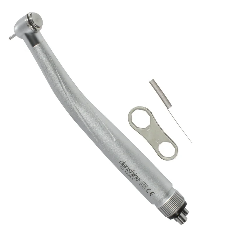 Dental Equipment Denshine Standard Push Button 4 holes 3 Way Spray High Speed Fiber LED Handpiece