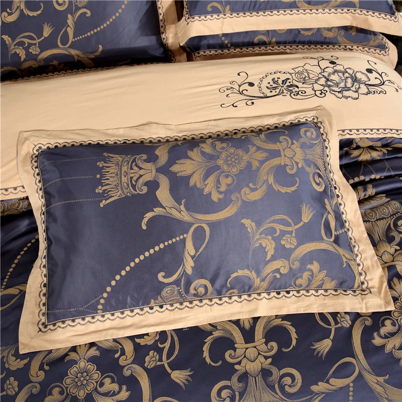 4 Pieces Luxury Queen King Sprei Draps En Coton Bedset Housse De Couette Cotton Comforter Bedding Set For Home