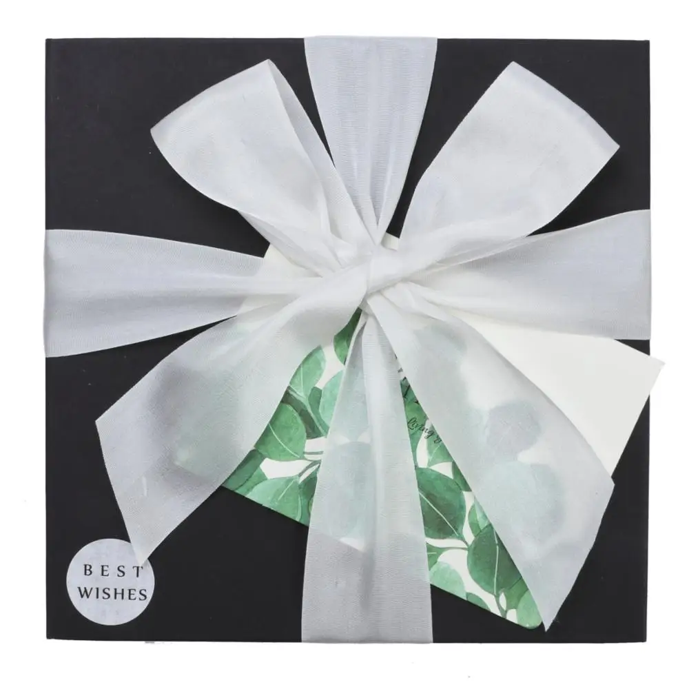 Оптовая продажа, 38 мм, белые 100% шелковые ленты с поздравительной открыткой для приглашения на свадьбу