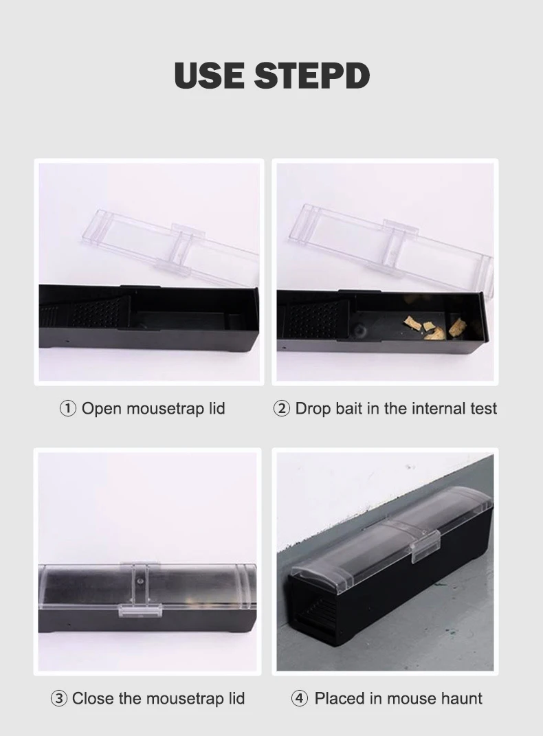 Indoor and outdoor powerful humane live mouse trap plastic long simple mouse trap