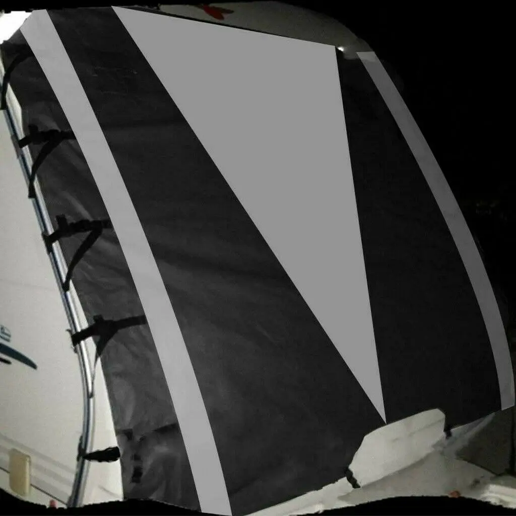 Universal Caravan Cover Protector Grey+Black Front Towing Shield Guard LED Light
