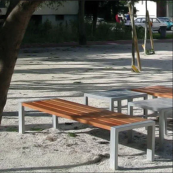 Outside Patio Hotel Restaurant wood picnic table Modern Dining Outdoor Garden wood bench and table