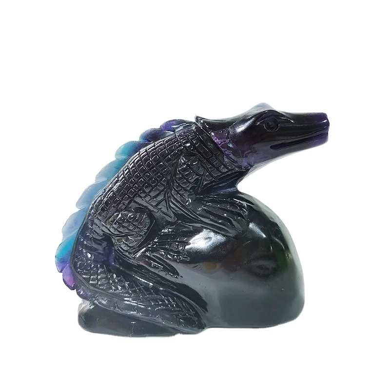 
Natural Beautiful Top Quality Fluorite Crocodile Carved Ornaments For Gifts LSY 