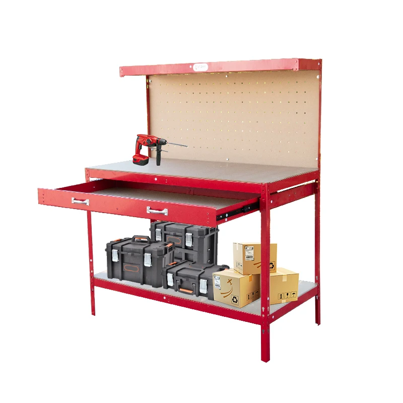 Multi Purpose Drawer Workbench Table Heavy Duty Steel Frame Drawer Workstation Warehouse Workbench