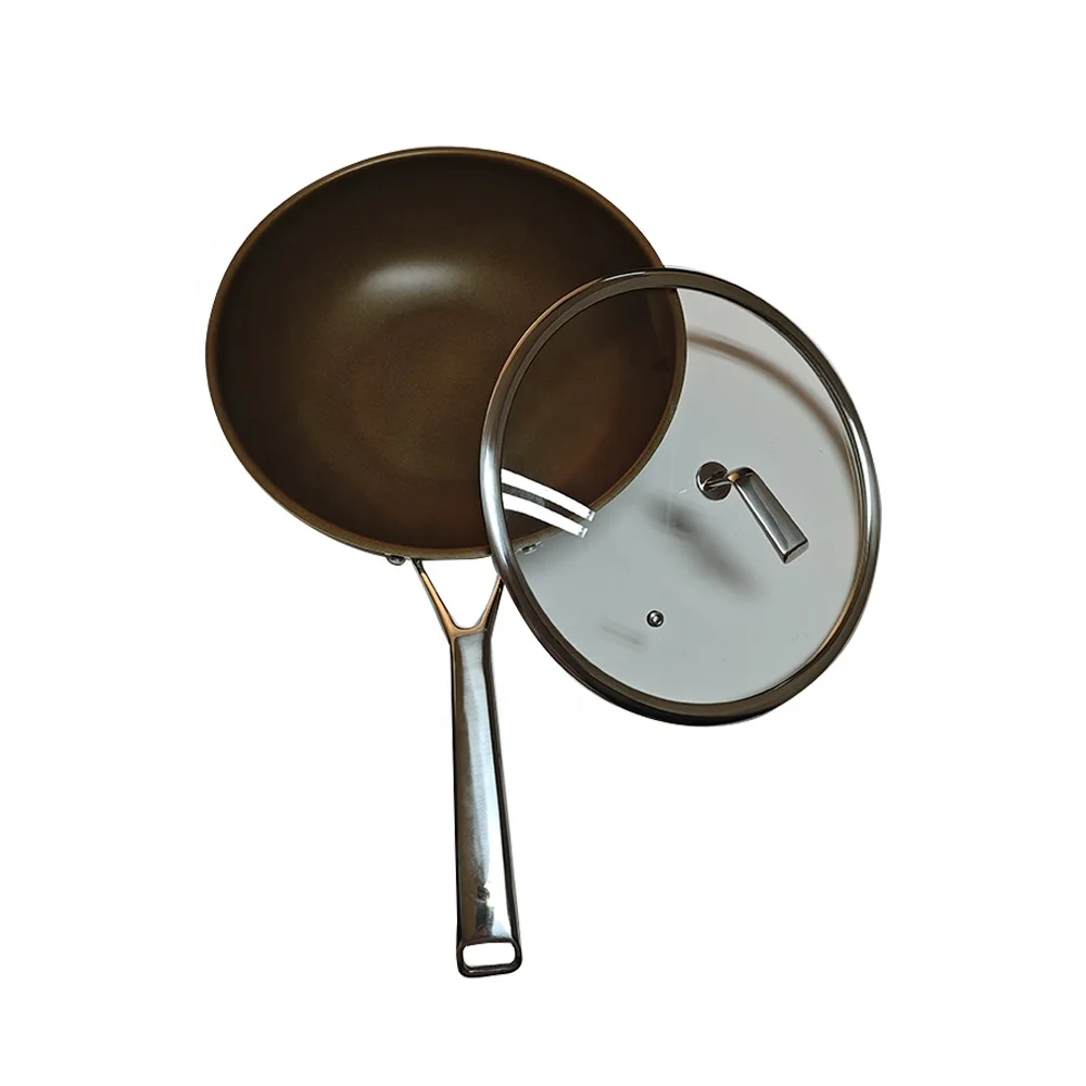 Top Quality Aluminium Alloy Layer Original Wok Induction Universal Gas Stainless Steel 430 Catering Wok