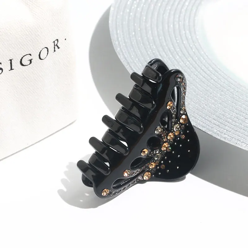 XinMei diamond hair clips claw China manufacturer wholesale cellulose acetate hollow out  hair claw clips rhinestones women