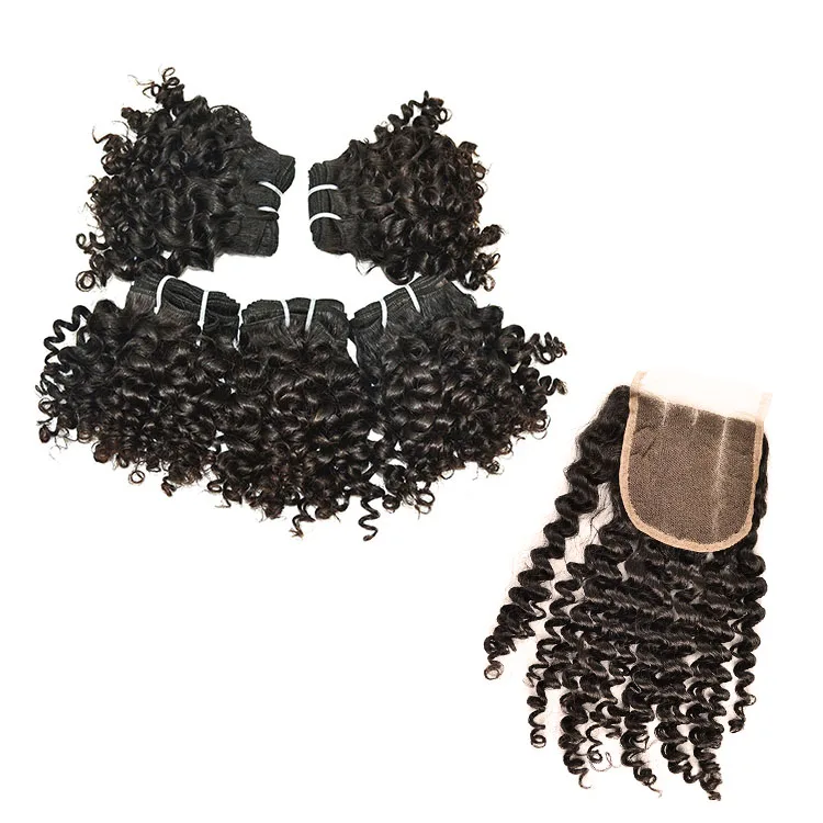 
Cheap Good Quality Free Sample 8inch Virgin Remy Brazilian Hair Kinky Curl Bundles with closure 