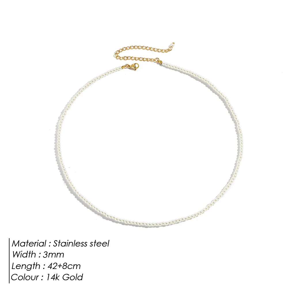 Wholesale fashion 3 4 6 8MM imitation pearl necklace 14K gold freshwater pearl choker necklace