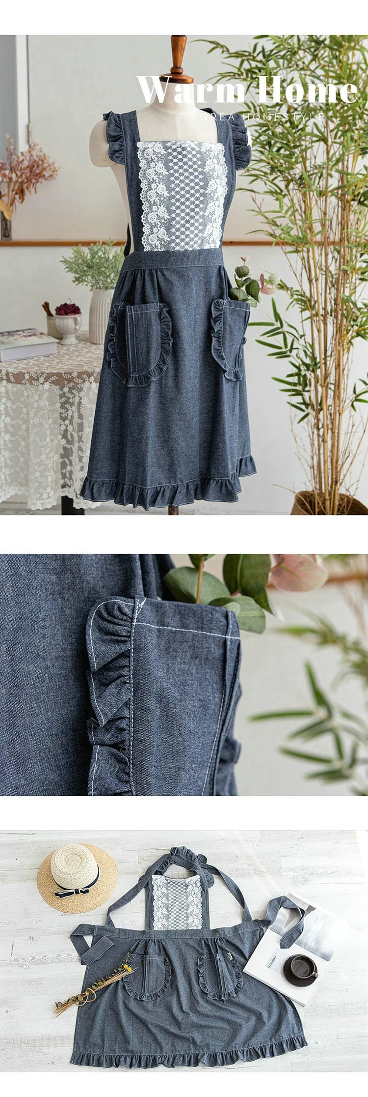 cotton white apron ruffle wholesale custom apron aprons with ruffles and pockets