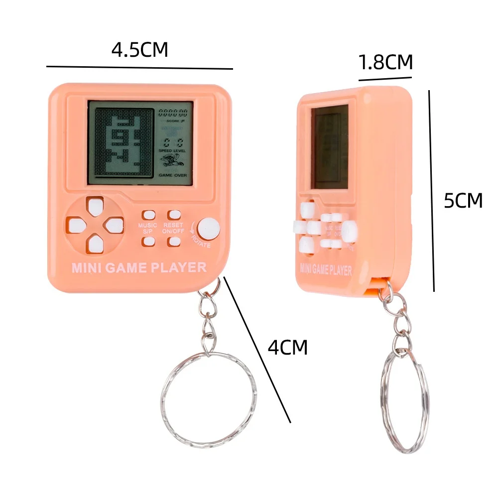 Creative Mini Tetris Game Console Keychain Nostalgic PVC & Alloy Portable & Fun Decompression Small Toys
