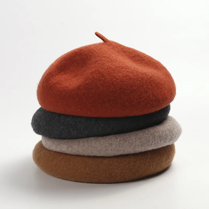 Wholesale Korean Spring And Winter Fashion Leisure Woolly Simple Solid Beret Hat For Women