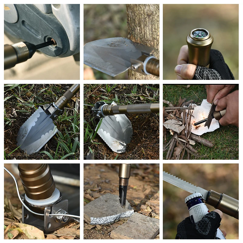 Custom High Quality  Style Detachable Folding Multi Functional Camping Hiking Survival Shovel