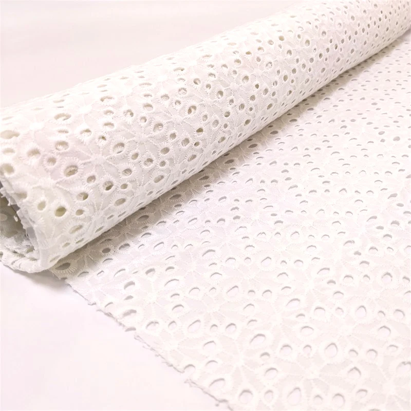 Popular Hot sale Undyed White 100% Cotton Fabric with Embroidery for Accessories