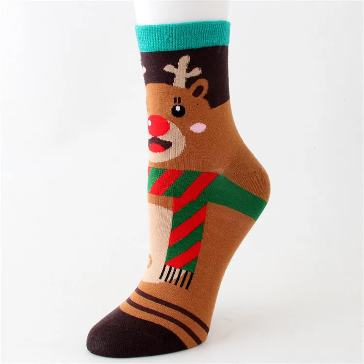 Korean New Design Cute Santa Claus Merry Christmas Tube Socks Women