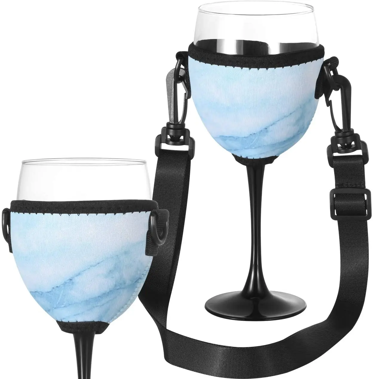 Wine Glass Insulator Drink Holder Neoprene Sleeve with Adjustable Neck Strap For Wine Walk