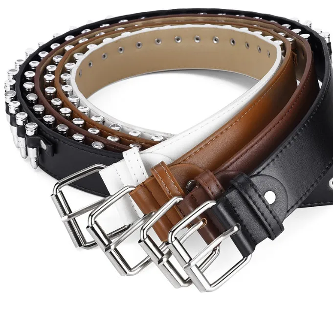Punk Style Bullet PU Leather Belt For Men And Women