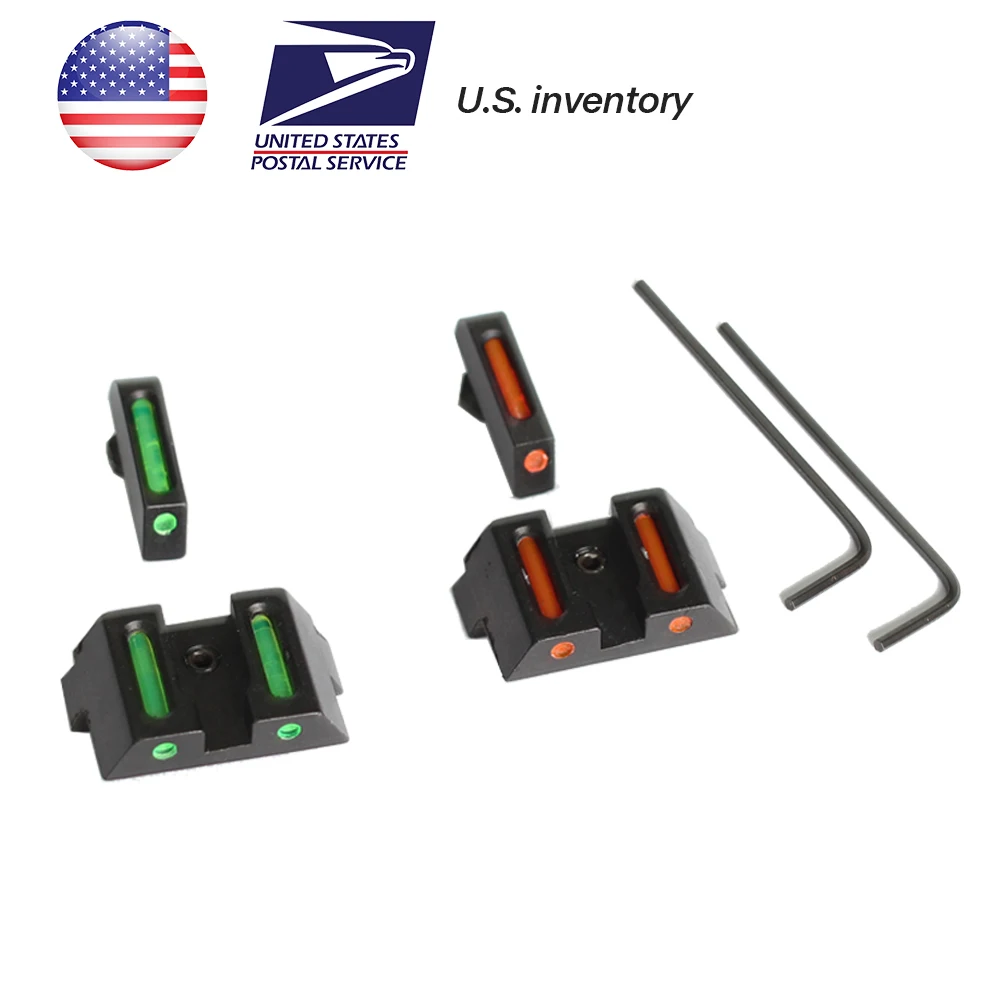 MAGORUI Handgun Tactical Front Rear Fiber Optic Combat Sight fit Glock standard models pistols