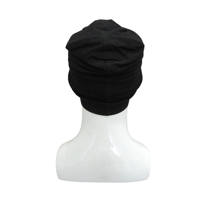 JS Custom Logo Black Skull Beanies for Outdoors Soft Lightweight Cotton Beanies