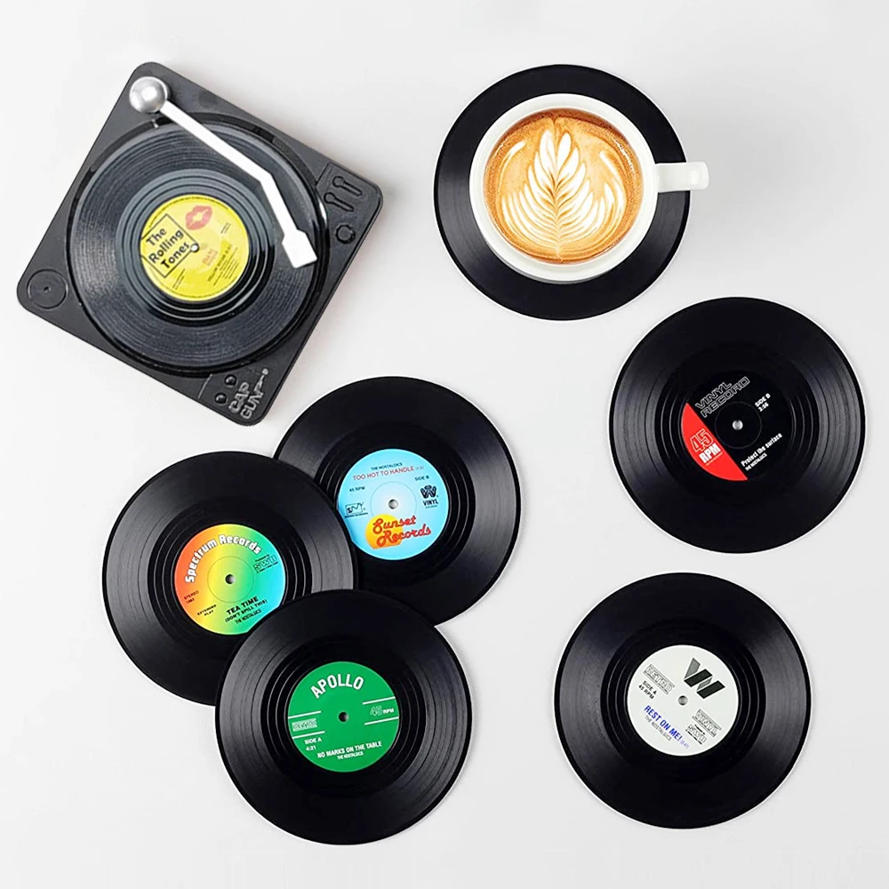 Fast Delivery Old Vintage Vinyl Coaster Retro Vinyl Record Disk Coaster Retro Vinyl Record Coasters