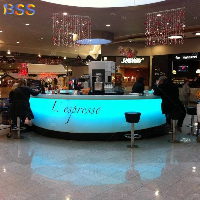 Corian Round Bar Counter Modern Led Shopping Mall Coffee Kiosk Counter