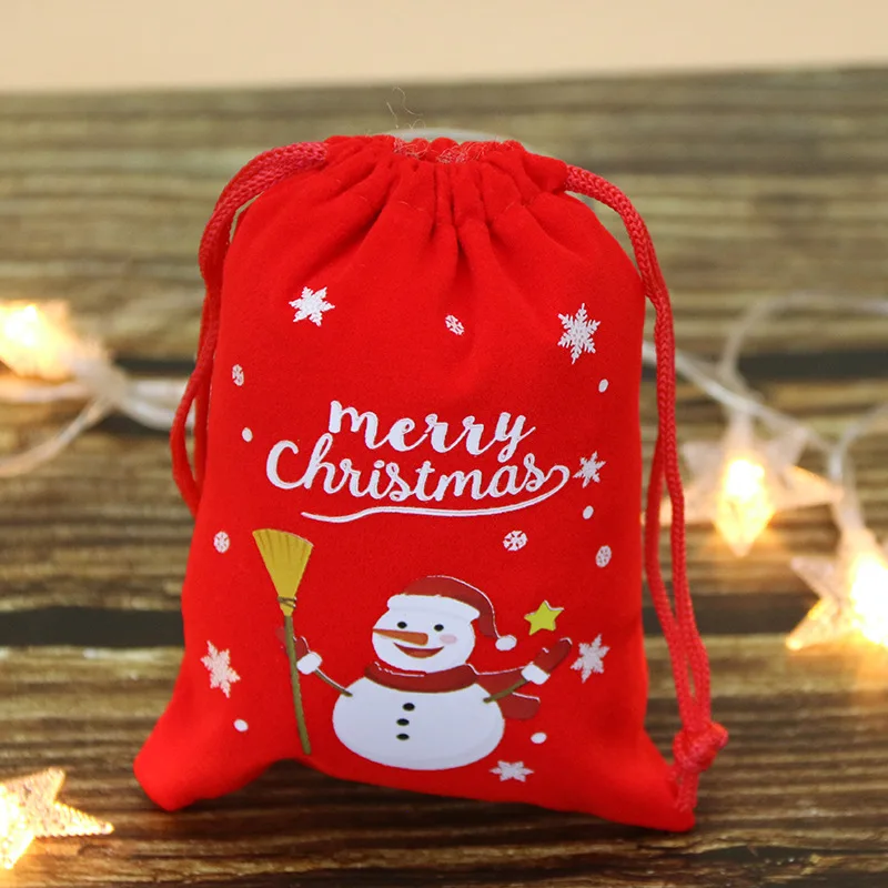 Hot Selling New Drawstring  Christmas velvet bag gift drawstring pouch Christmas Eve apple bag red velvet bag