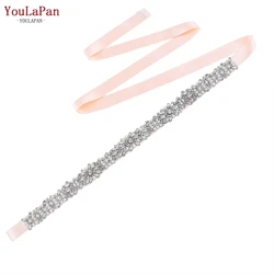 YouLaPan S48 New Sparkling Rhinestone Pearls Sash, Plus Size Party Dress Belt In Optional Colors, Bridal Wedding Dress Girdle