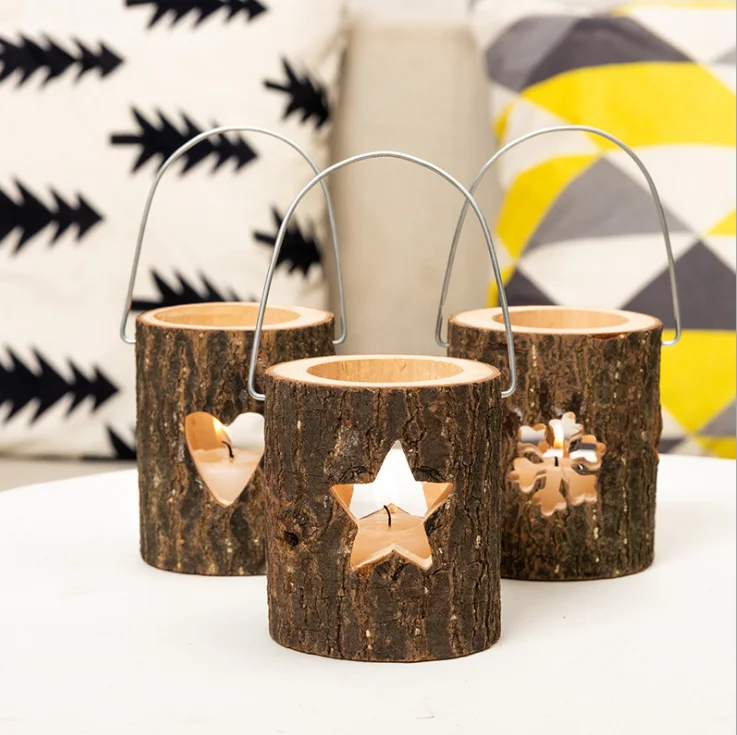 2021 hot selling Christmas atmosphere lighting Candlestick creative party decoration home decoration tea wax Wooden Candle Cup