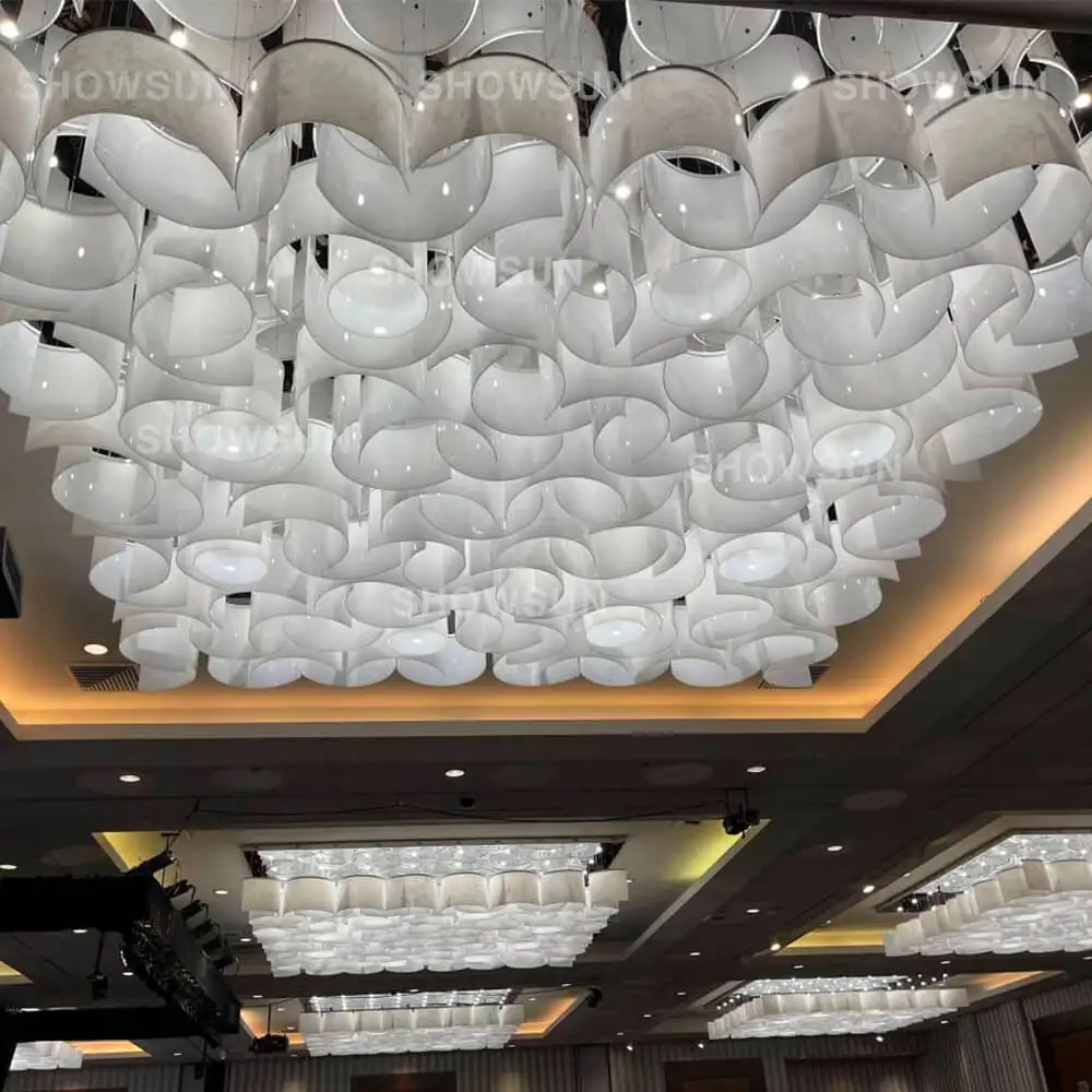 Chandelier manufacture elegant fabric wave pattern decoration Chandeliers For Hotel Ballroom