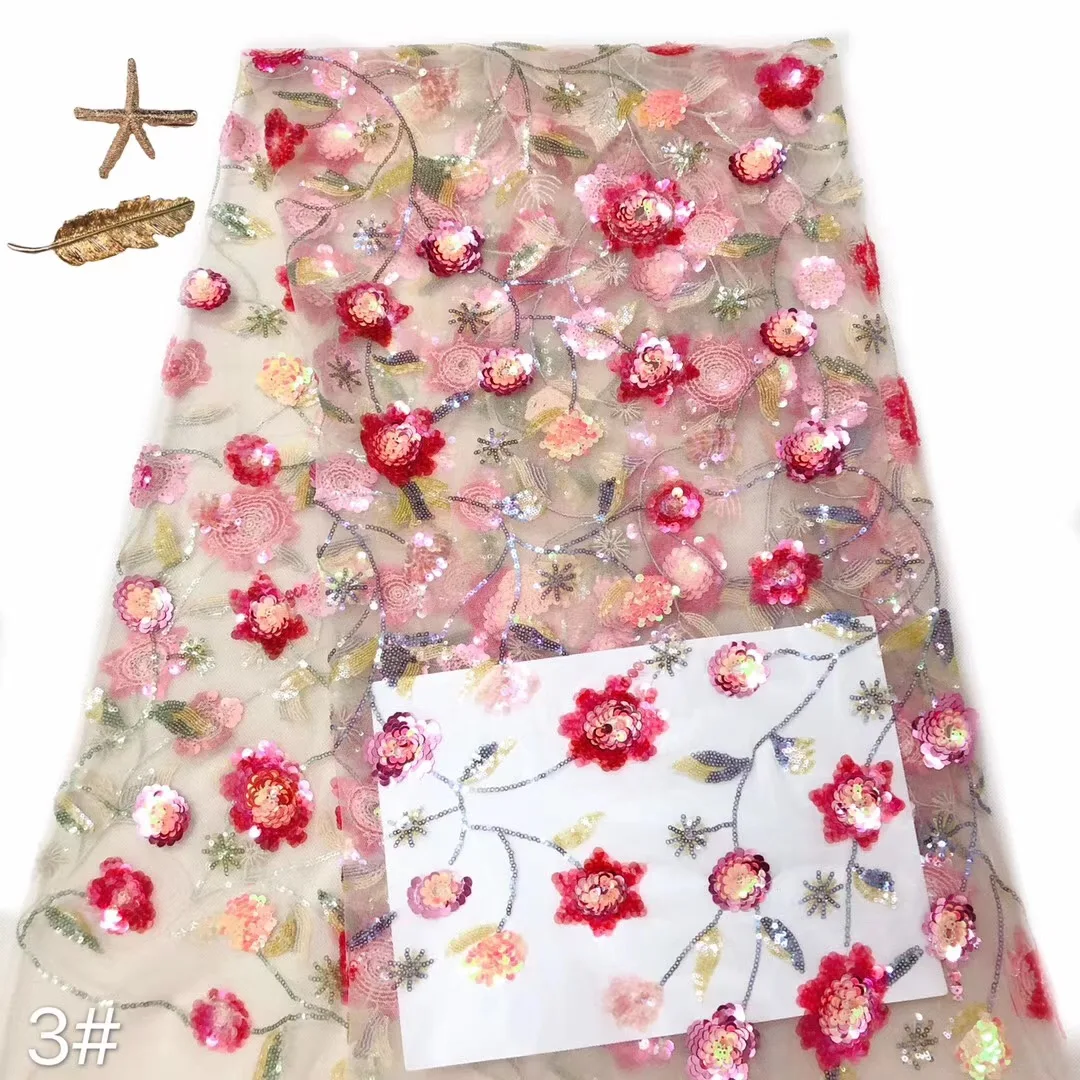 2020 сетчатая Вышивка Кружева 3d Тюль Цветочный бисер вышитая бисером сетчатая ткань