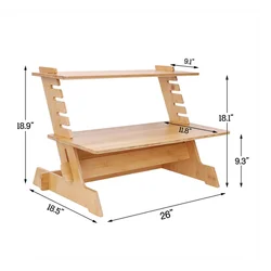eco friendly  bamboo standing monitor stand desk convertor riser for monitor