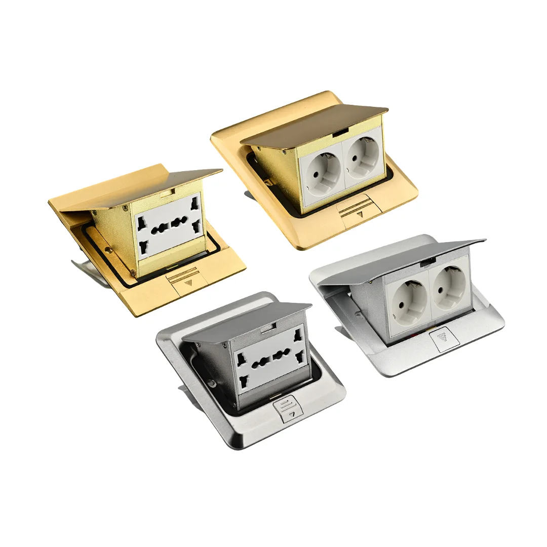 KLASS Stainless Steel Pop Up Floor Socket RJ45 / Electrical Power Ground Outlet Box With USB Data