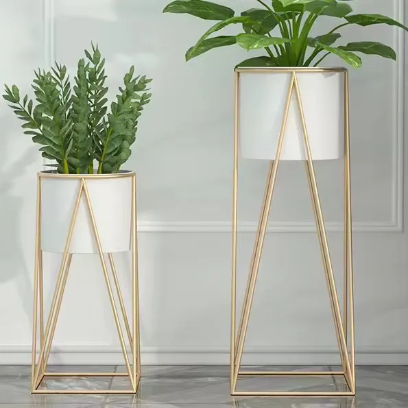 Modern Style Cheaper Four Legs Metal One Iron Basin Pot Flower Shelf White Black Golden Blue Color Shelves