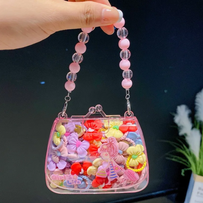 IFOND 20pcs/bag Cute New Flower Cartoon Hair Circle Children Baby Elastic Rubber Band Tie Girls Hair Accessories Gift Box