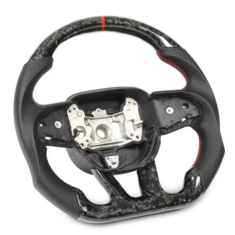 Carbon Fiber Steering Wheel Perforated Leather For Dodge ChallengerCharger Durango WD 2015-23 For Jeep Grand Cherokee SRT