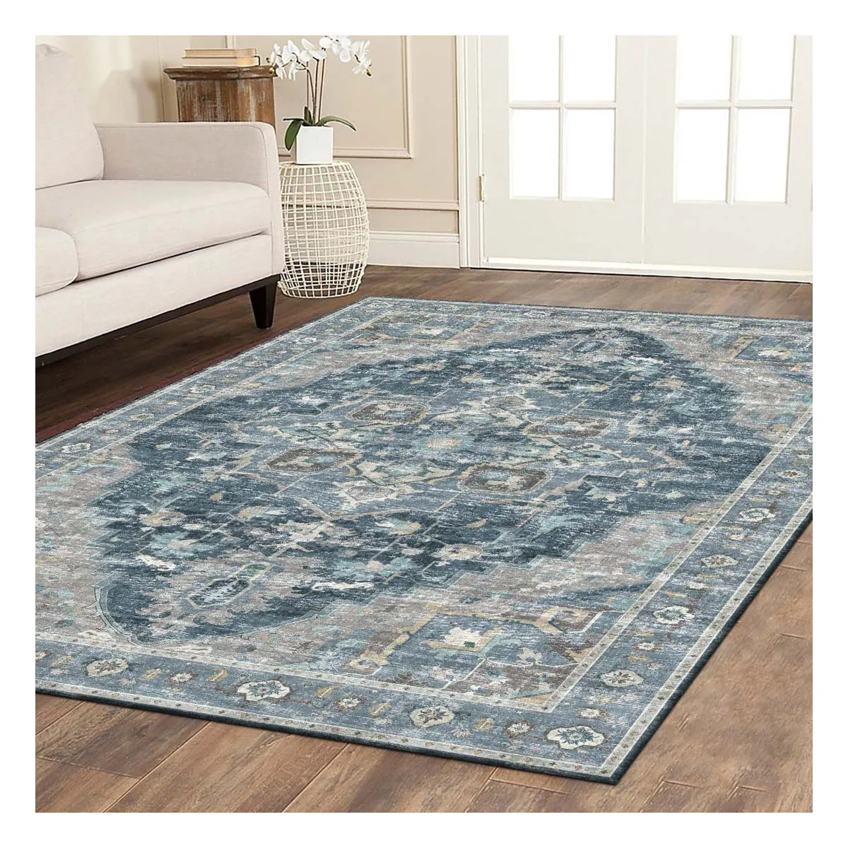 Machine Washable Area Rugs For Kitchen Bedroom Dining Living Room Kid Pet Friendly Rug Oriental Design Carpet Low Pile Non Slip