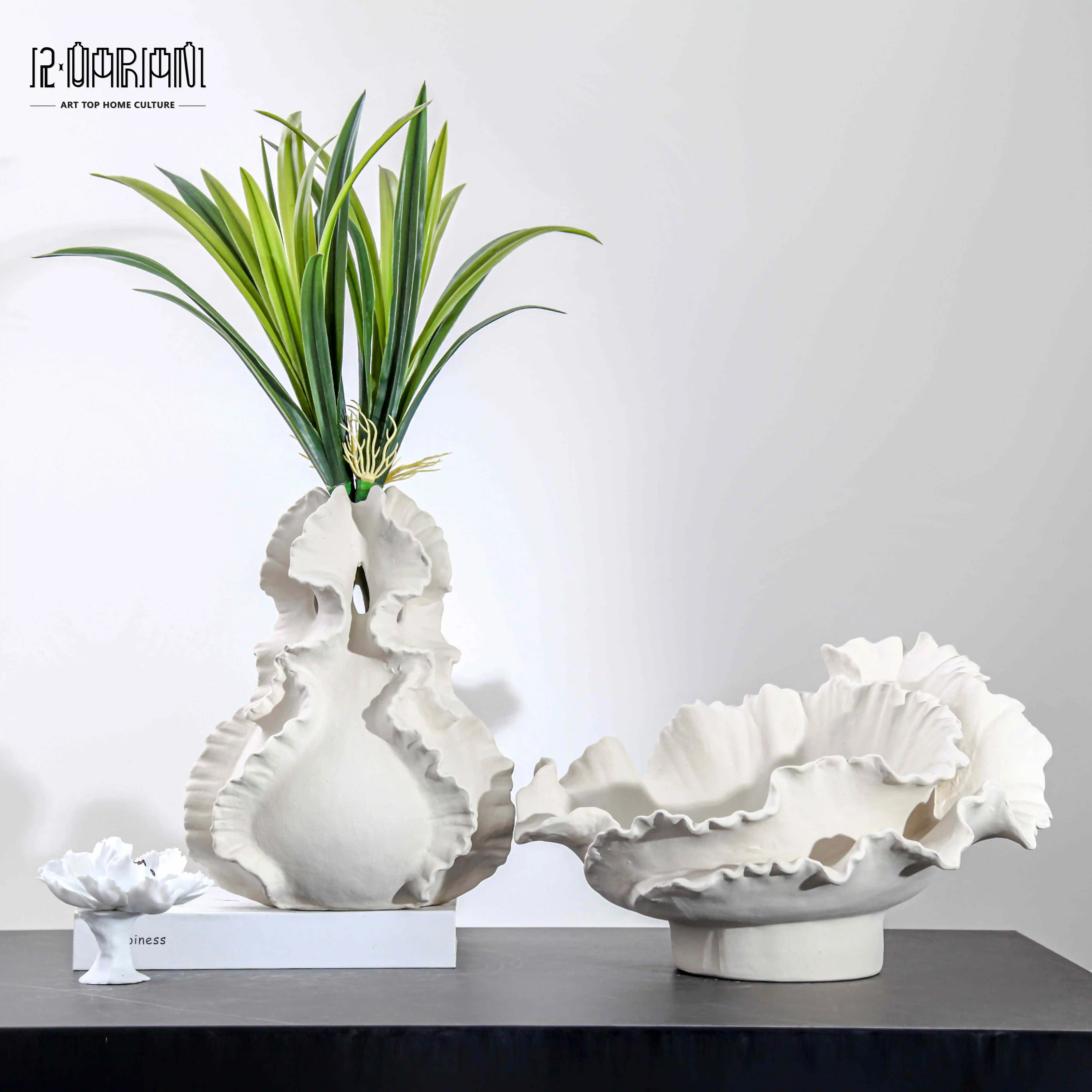 New Nordic White Minimalist Plain Ceramic Vase For Home Decor Living Room