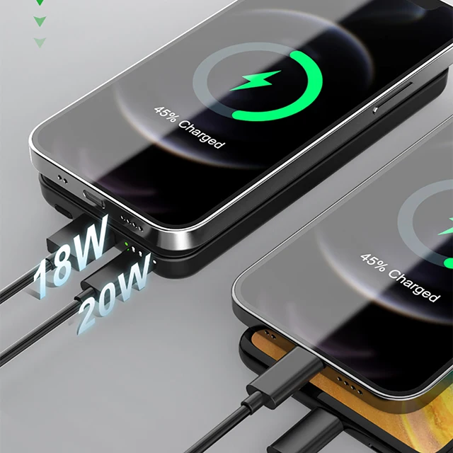 
15W QI Wireless Charge Magnetic power bank 10000mah Fast Charge Portable Battery Backup pack 