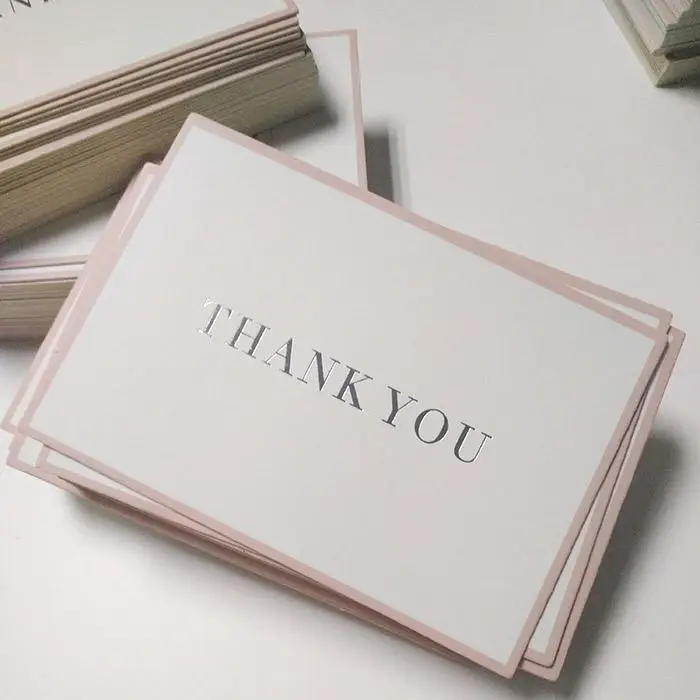 Personalized custom logo name design full color printing paper greeting thank you u order card for small business with logo