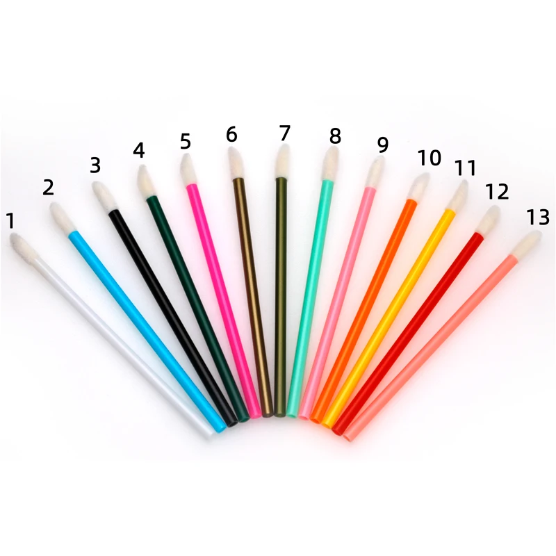 Free Samples Pink Black Handle Gloss Lipgloss Flocking Cleaning Stick Lipliner Lipstick Brush Lip Applicator Disposable Wand