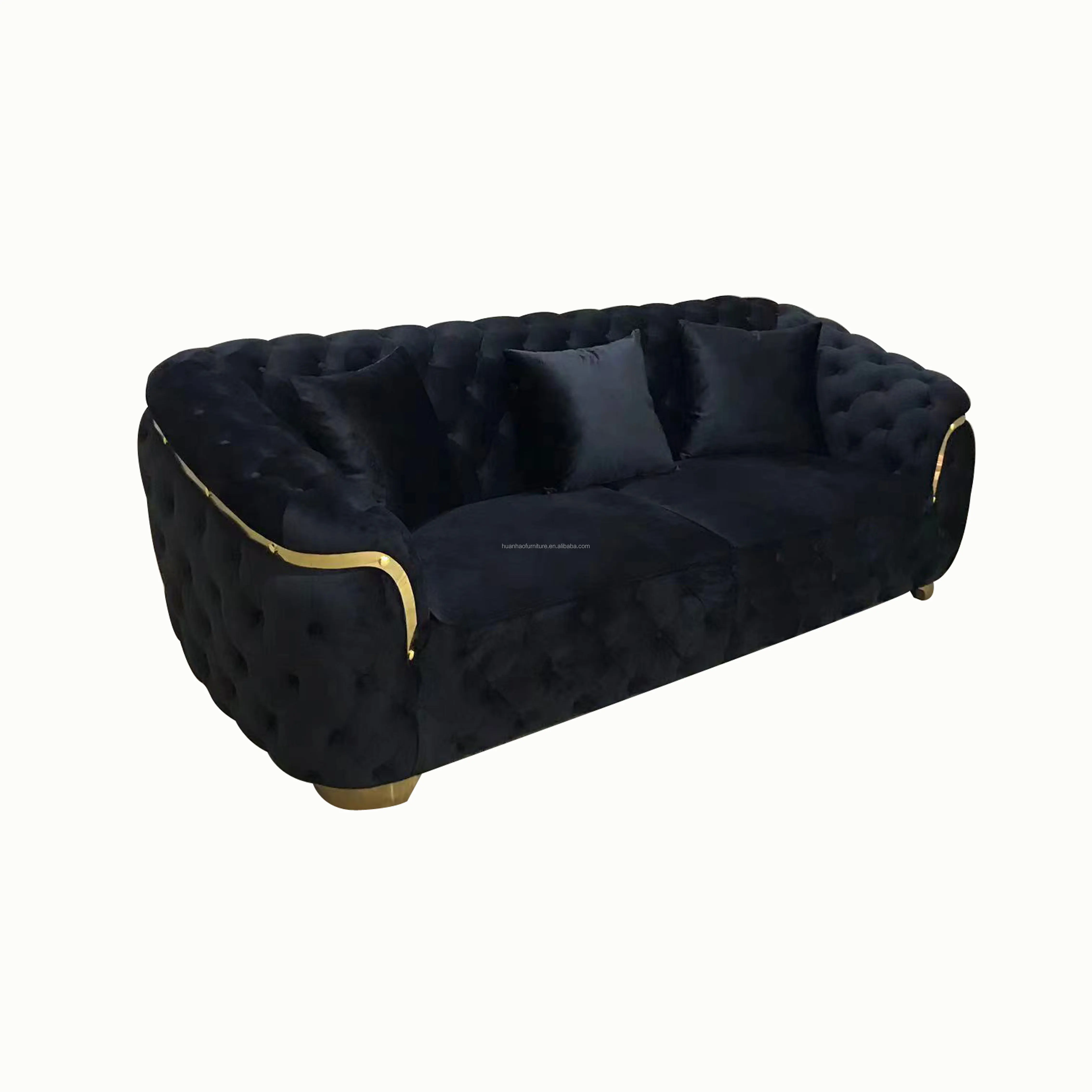 Modular Sofa High Quality Modern Luxury Curved Couch Button Tufted Velvet Upholstery Sofa For Living Room