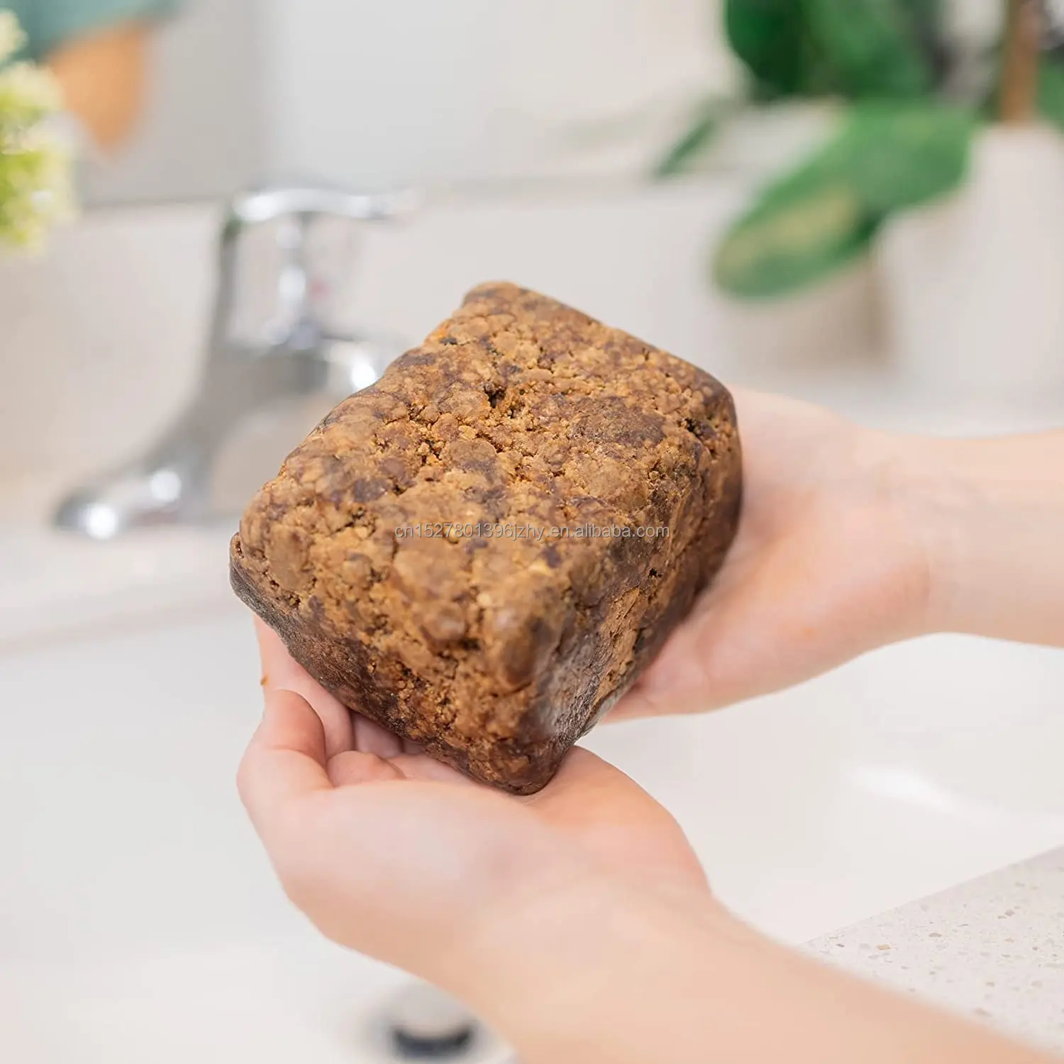 Raw African Black Soap Bar - For All Skin Types - Face, Body, Hair Soap Bulk Bars (1 Pound)