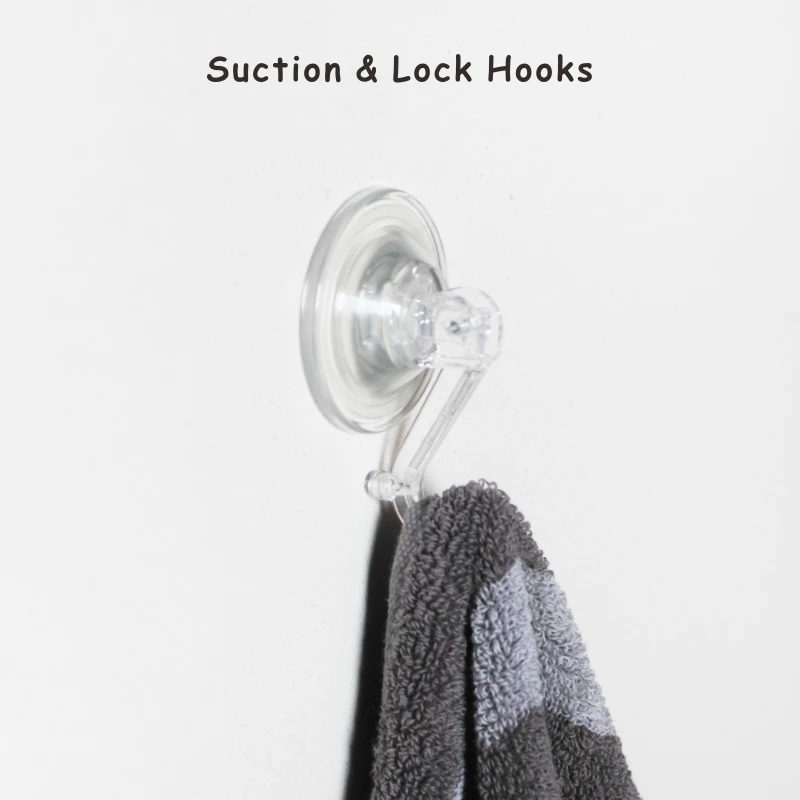 Small Clear Heavy Duty Vacuum Suction Hooks Shower Wall Suction Cup Hangers Removable Reusable Window Glass Door Suction Holder