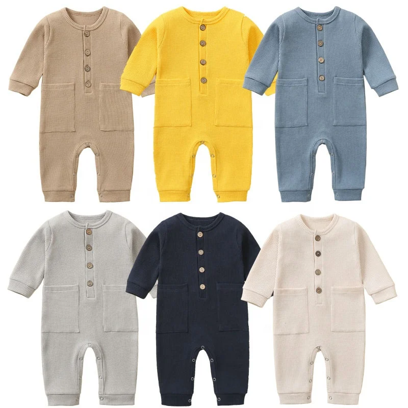 Spring/ Autumn Newborn Infant Long Sleeve Jumpsuits Cotton Multicolor Ribbed Romper Baby Clothes Unisex