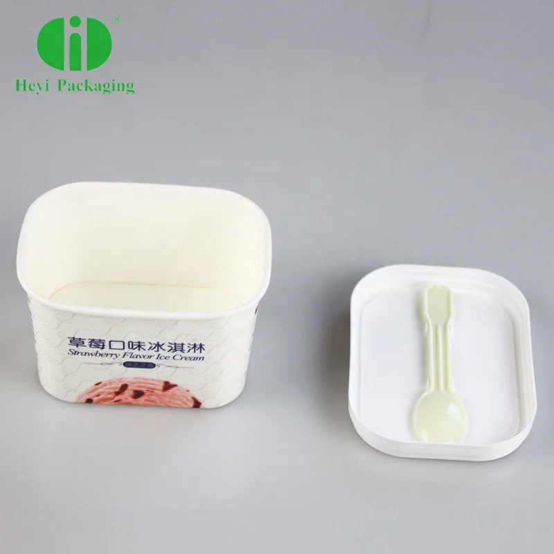 360ml Volume Square Paper Ice Cream Cups With Novel Design