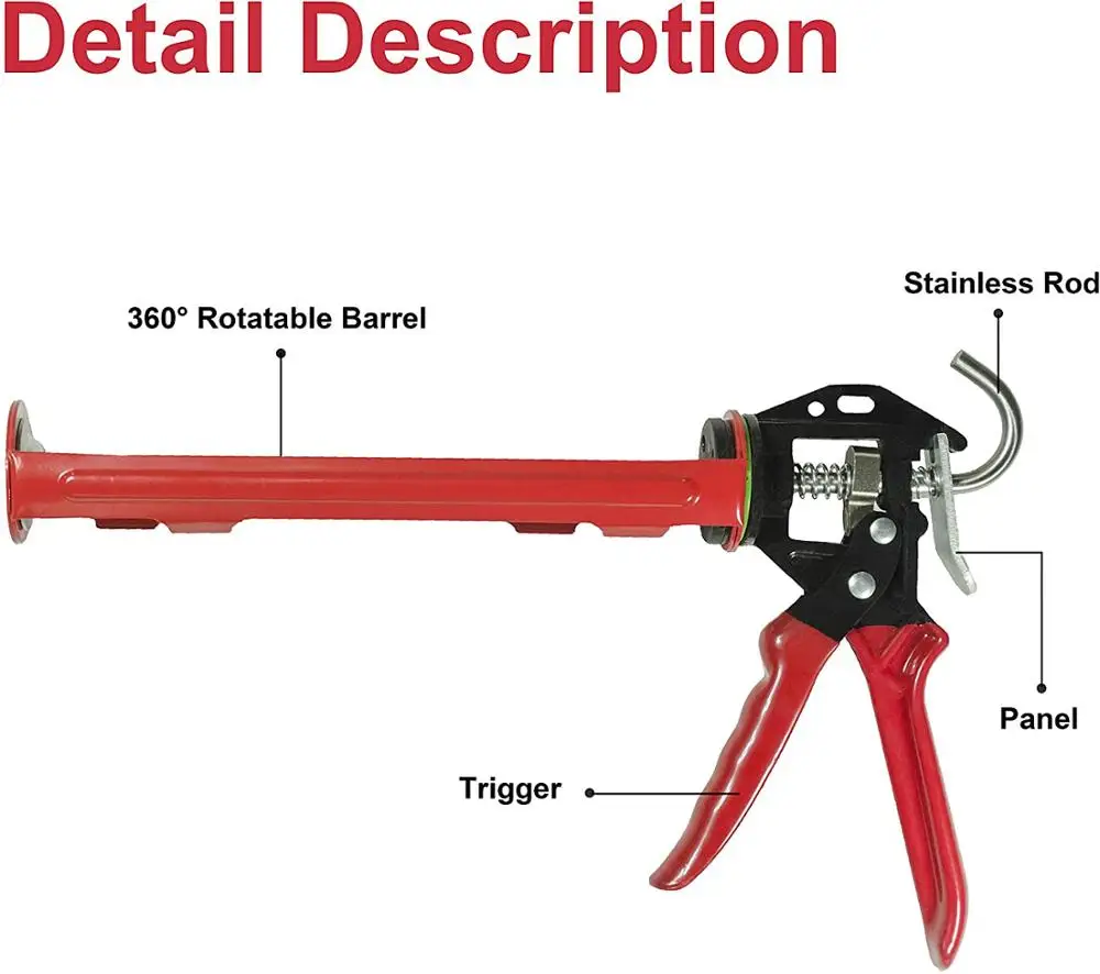 Stainless Steel Piston Rod Caulking Gun stainless steel silicone GUN  stainless steel Caulk Gun
