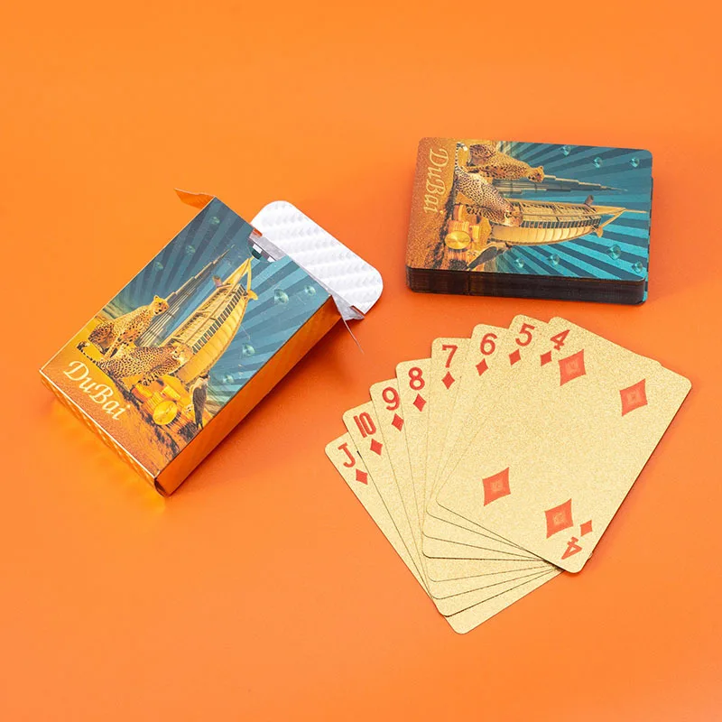 Custom New Quality Plastic PVC Poker Smooth Waterproof Gold plated Creative Gift Durable Poker Playing Card